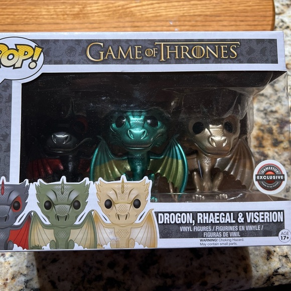 Funko POP Drogon Rhaegal Viserion Metallic 3 pack - Picture 1 of 7